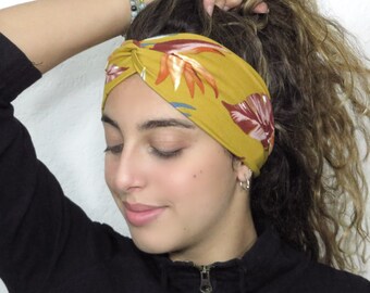 Wide Yoga Headband, Mustard Turban Headband, Boho Headband, Mustard Headband, Headwrap, Gift For Her, Twist Headband, Headband For Women