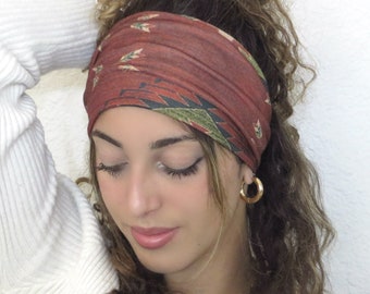 Wide Boho Headband, Yoga Headband, Scrunch Headband,  Western Headband, Wide Turban, Head Wrap, Hair Scarf, Headwrap For Women