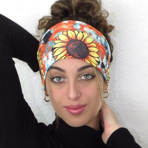 Wide Boho Headband, Yoga Headband, Scrunch Headband, Sunflower Turban Headband, Wide Turban, Head Wrap, Hair Scarf, Headwrap For Women