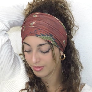 Wide Boho Headband, Yoga Headband, Scrunch Headband,  Western Headband, Wide Turban, Head Wrap, Hair Scarf, Headwrap For Women