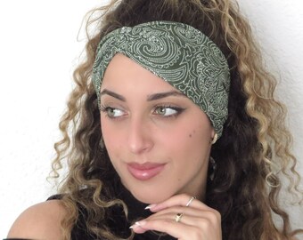Yoga Twisty Headband, Green Headband, Black Twisted Headband, Women Turban Headband, Olive Knot Headband, Festival Summer Headband, Turban