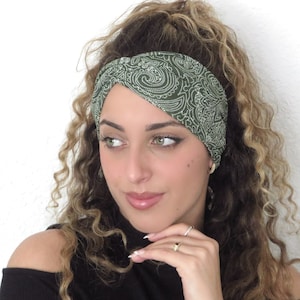 Yoga Twisty Headband, Green Headband, Black Twisted Headband, Women Turban Headband, Olive Knot Headband, Festival Summer Headband, Turban