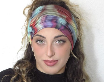 Tie Dye Scrunch Headband, Marble Yoga Headband, Bandeau Boho Headband, Workout Headband, Fitness Headband, Wide Headband, Turban Headband