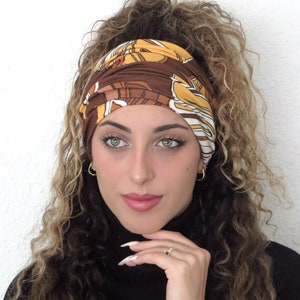 Brown Bandana Headband, Extra Wide Headband, Yoga Headband, Running Headband, Workout Headband, Fitness Headband, Turban, Hair Wrap