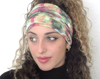 Boho Scrunchy Headband, Wide Headband, Yoga Headband, Colorful Bandana Headband, Women Headband, Hair Accessories, Dreadlock Hair Wrap