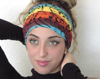Colorful Wide Scrunch Headband, Yoga Headband, Running Headband, Workout Headband, Women Headband, Boho Bandeau Headband, Turban Headband