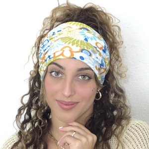 Boho Scrunchy Headband, Bohemian Wide Headband, Yoga Headband, Floral Headband, Bandana Headband, Women Turban, Hair Accessories, Hair Scarf