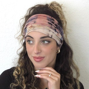 Tie Dye Scrunch Headband, Extra Wide Jersey Headband, Yoga Headband, Running Headband, Women Headband, Men Headband,