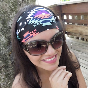 Bohemian Headband Running Headband Workout Black Headband Fitness Headband Yoga Headband Gym Wide Turban Boho Headband Fashion Headband S219