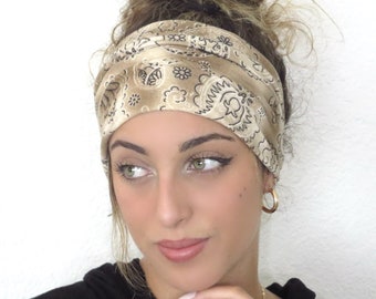 Wide Headband, Brown Bandana, Knot Wide Headband, Yoga Headband, Boho Scrunch Headband, Wide Turban Headband, Head Wrap, Hair Scarf, Tichel