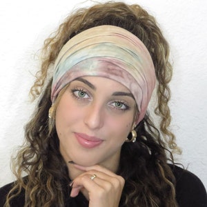 Tie Dye Extra Wide Scrunch Headbands, Boho Jersey Headband, Scrunch Headband, Yoga Headband, Running Headband, Women Headband, Men Headband