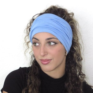 Blue Extra Wide Scrunch Headbands, Boho Jersey Headband, Scrunch Headband, Yoga Headband, Running Headband, Women Headband, Men Headband