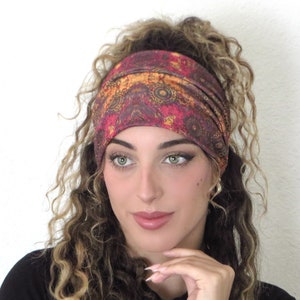 Boho Scrunchy Headband, Hippie Wide Headband, Yoga Headband, Bandana Headband, Women Hair Accessories, Rust Headband, Knot Headband, Turban