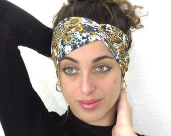 Wide Boho Headband, Yoga Headband, Scrunch Headband, Floral Turban Headband, Wide Turban, Head Wrap, Hair Scarf, Headwrap For Women, Turban