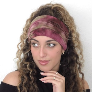 Faixa de cabeça larga tie-dye, faixa de cabeça larga com nó, faixa de cabeça larga para ioga, faixa de cabeça boho scrunch, faixa de cabeça turbante, turbante largo, turbante, lenço de cabeça