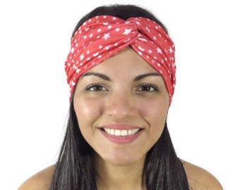 Yoga Headband Red Star Headband Twist Headband Running Headband Wide Women Headband Turban Boho Headband Head Wrap Fitness Knot Headband