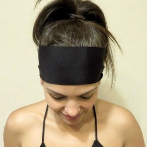 Yoga Headband Black Headband Fitness Headband Workout Headband Wide Headband No Slip Headband Gym Women Headband Wicking Headband S9 image 3