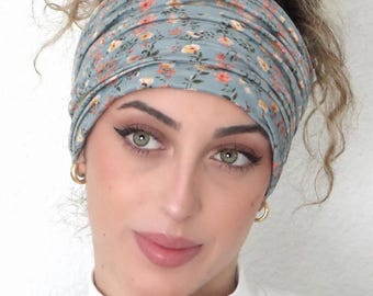 Wide Yoga Headband, Women Headband, Boho Headband, Running Headband, Fitness Headband, Turban, Blue Wide Bohemian Headband, No Slip Headband