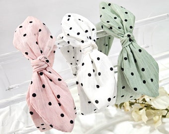Polka Dots Bow Headband, Top Bow Headband, Knotted Bow Headband, Dot Bow Headband, Girls Bow headband, Polka Dot Headband, Cute Headband