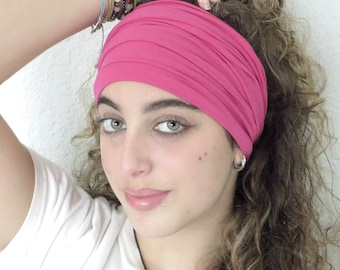 Fuchsia Pink Headband, Scrunch Headband, Yoga Headband, Running Headband, Workout Headband, Fitness Headband, Wide Headband, Turban Headband