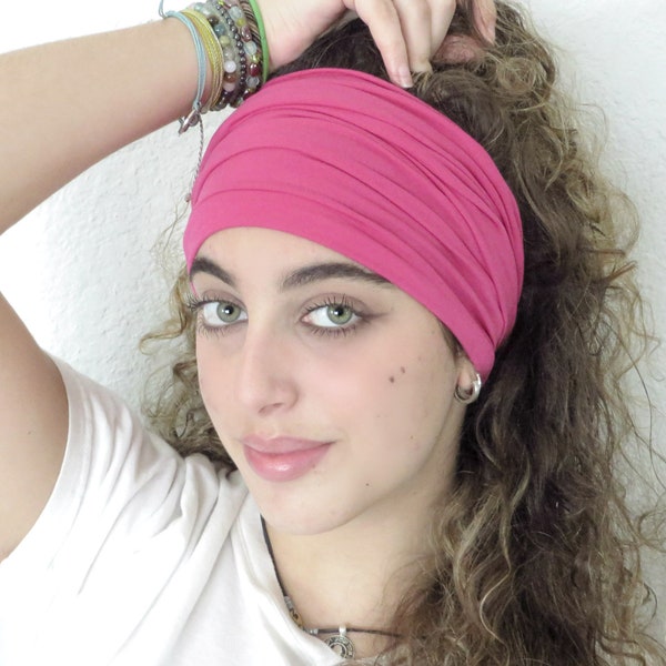 Bandeau rose fuchsia, bandeau froissé, bandeau de yoga, bandeau de course à pied, bandeau d'entraînement, bandeau de fitness, bandeau large, bandeau turban