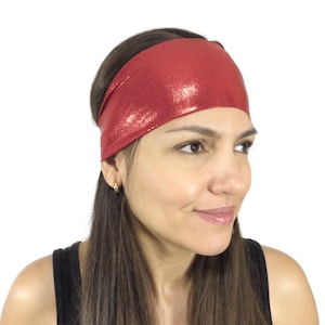 Metallic Red Headband, Yoga Headband, Running Headband, Workout Headband, Fitness Headband, Foil Headband, Wicking Headband , Turban S37