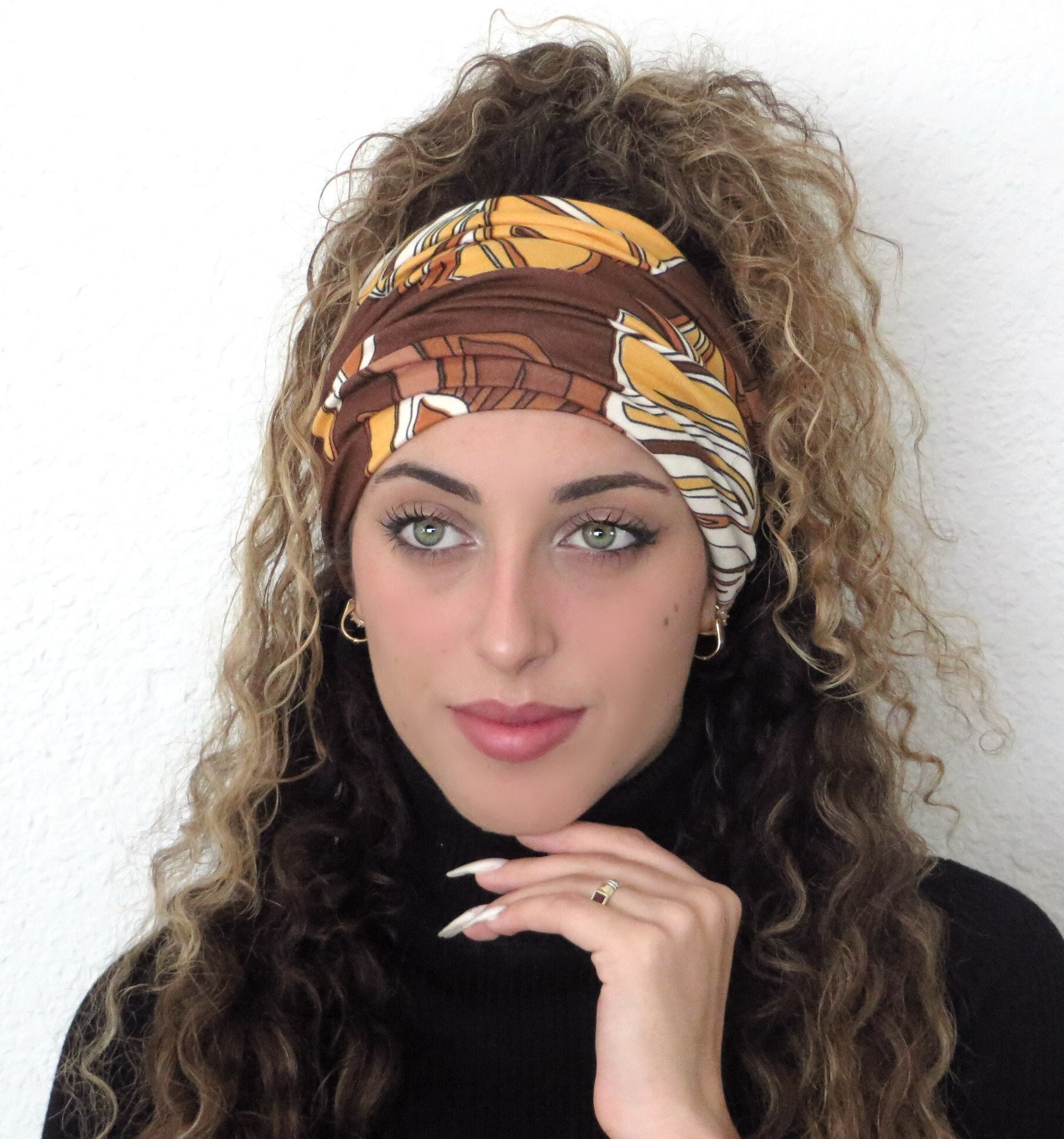 Brown Bandana Headband, Extra Wide Headband, Yoga Headband, Running Headband, Workout Headband, Fitness Headband, Turban, Hair Wrap