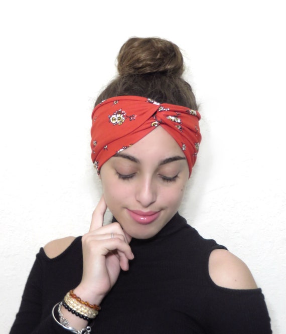 Bandeau large rouge, bandeaux turban, bandeau torsadé, bandeau de