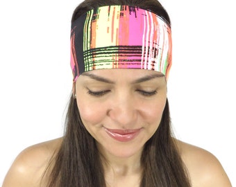 Neon Yoga Headband No Slip Headband Women Turban Festival Hippie Headband Workout Headband Boho Headwrap Fitness Running Wide Headband S77