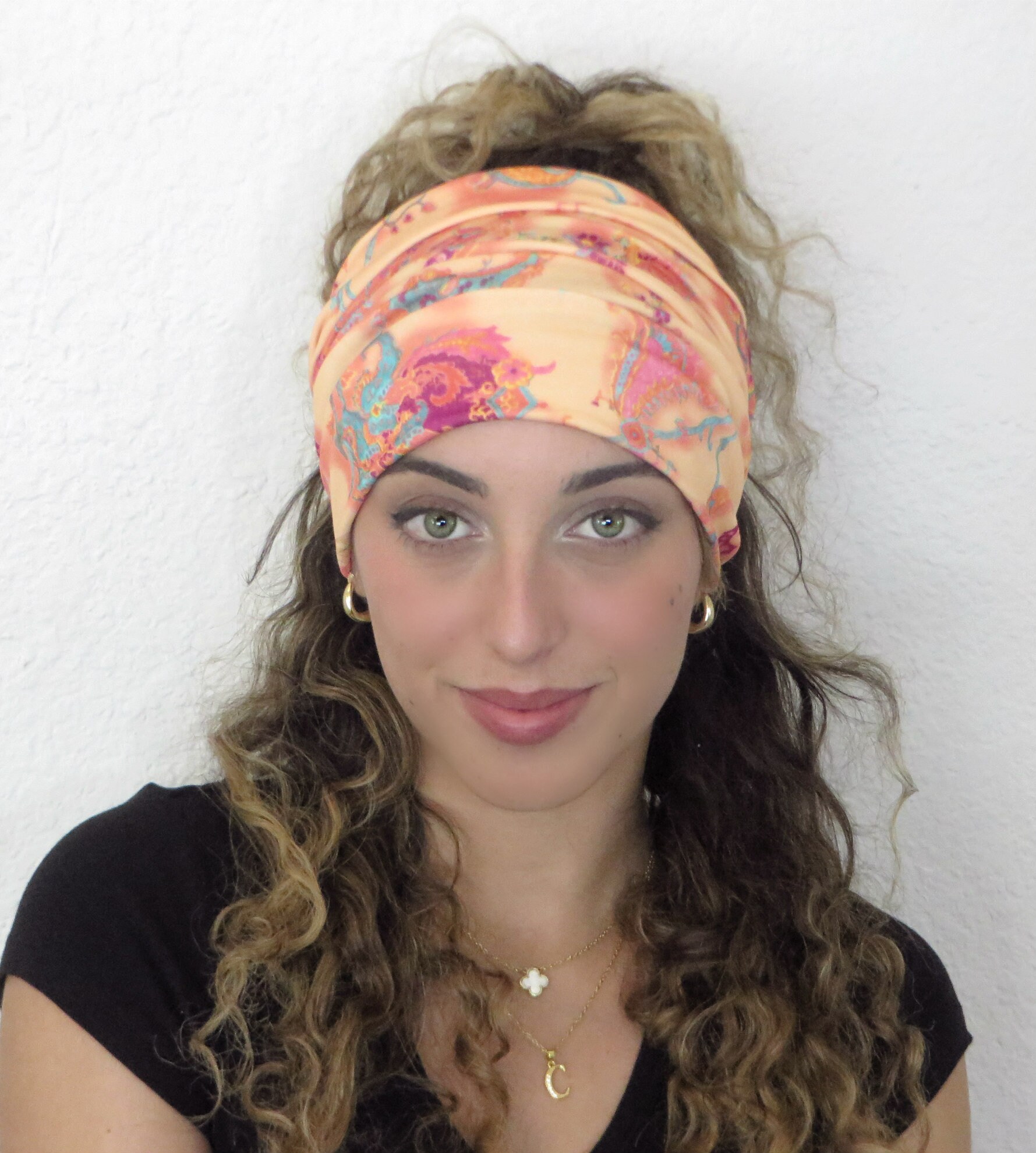 10 Pieces Paisley Headbands Wide Bandana Stretchy Headwrap with Rhinestone​​ Paisley Bandana Headbands | Tapered & Tie Back Bandana main image 2