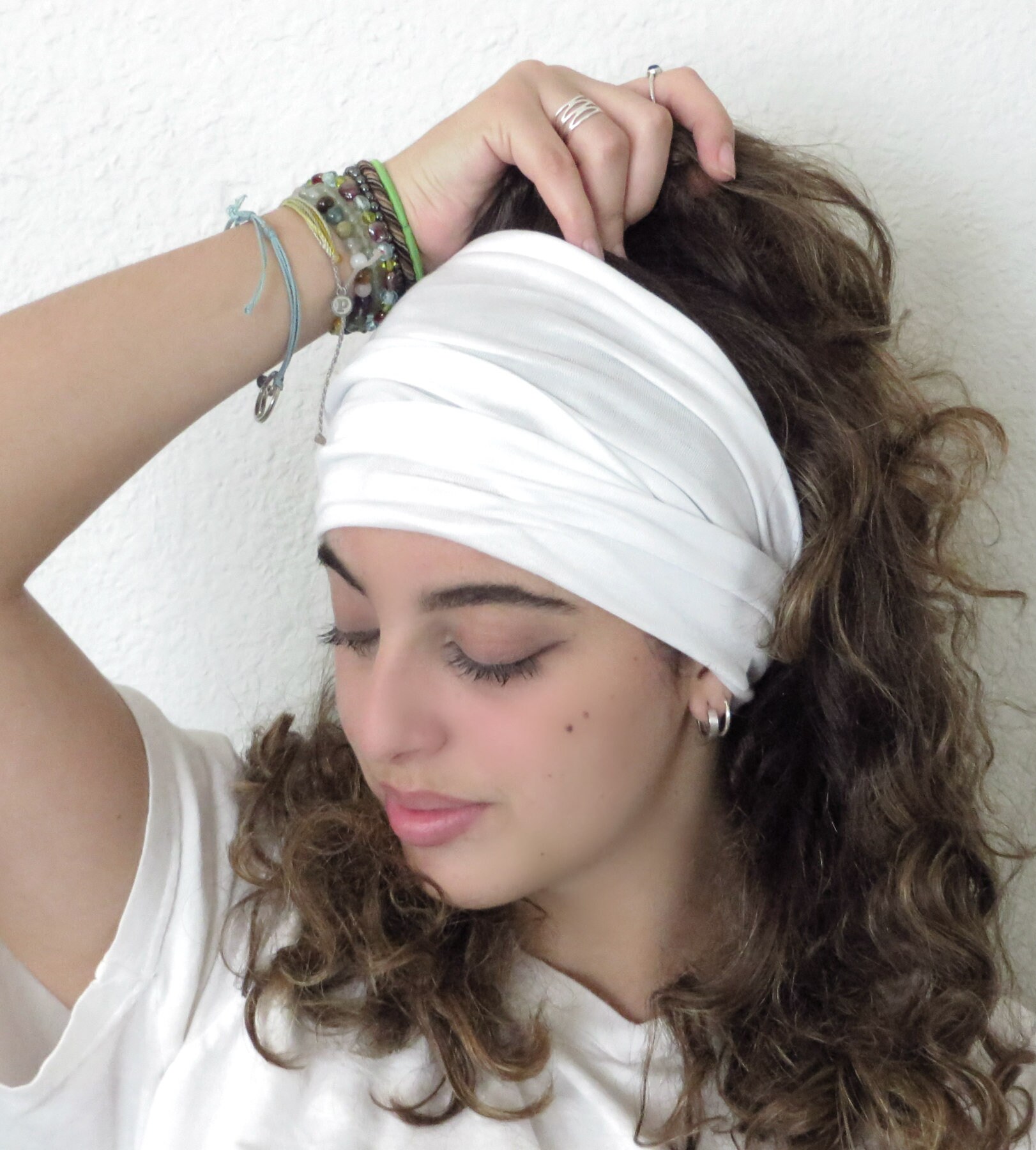 Yellow Color Printed Headband and Scrunchy