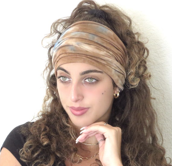 Tie Dye Scrunch Headband, Yoga Headband, Bandeau Boho Headband, Workout Headband, Fitness Headband, Extra Wide Headband, Turban Headband