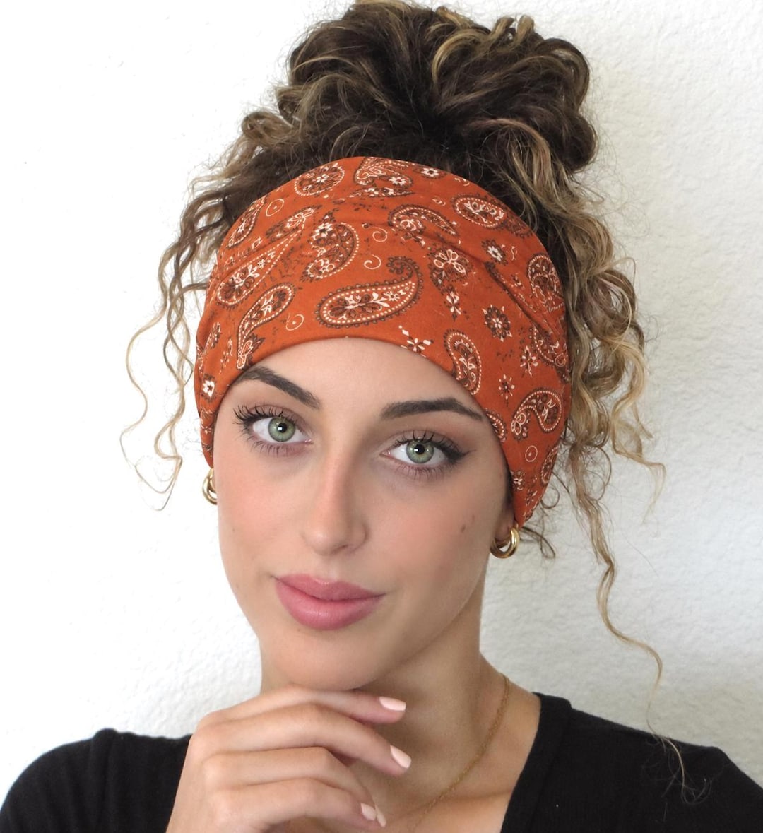Cotton Bandana Headband - Yoga Elastic Head Cover Boho Hair Scarf Amazon.com: CHARM Womens Cotton Bandana Headband - Yoga  main image 3