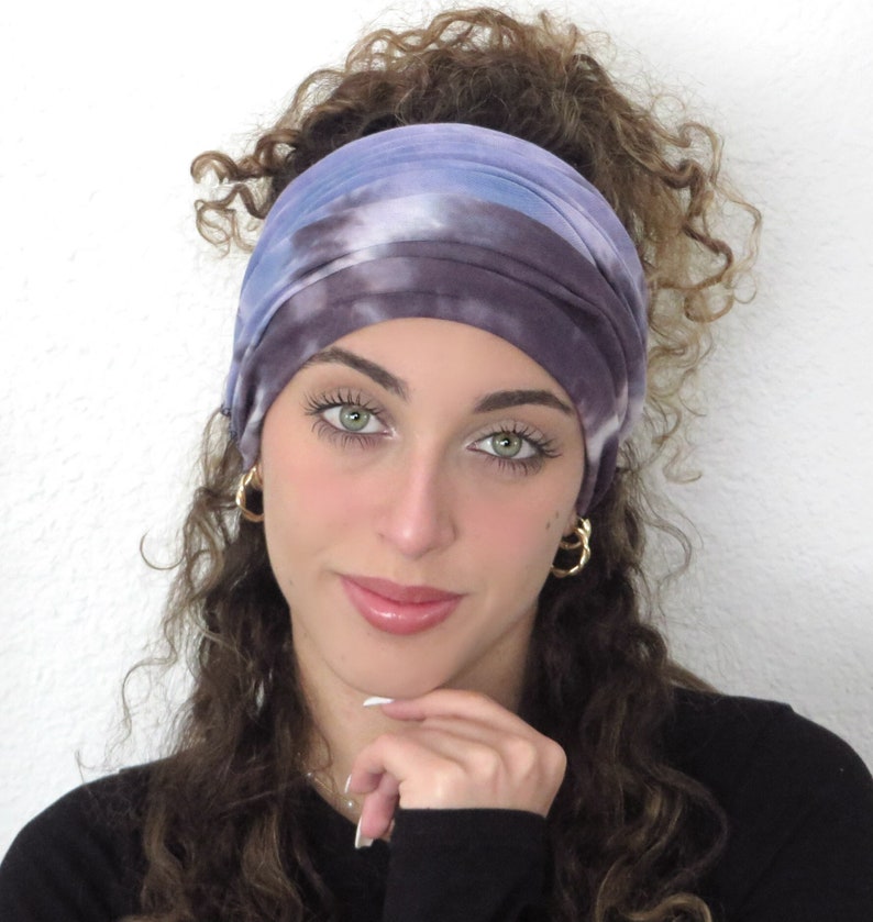 Tie Dye Extra Wide Scrunch Headbands, Boho Jersey Headband, Scrunch Headband, Yoga Headband, Running Headband, Women Headband, Men Headband image 3