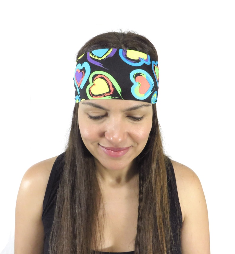 Valentine's Heart Headbands Black Yoga Headband Hearts Etsy