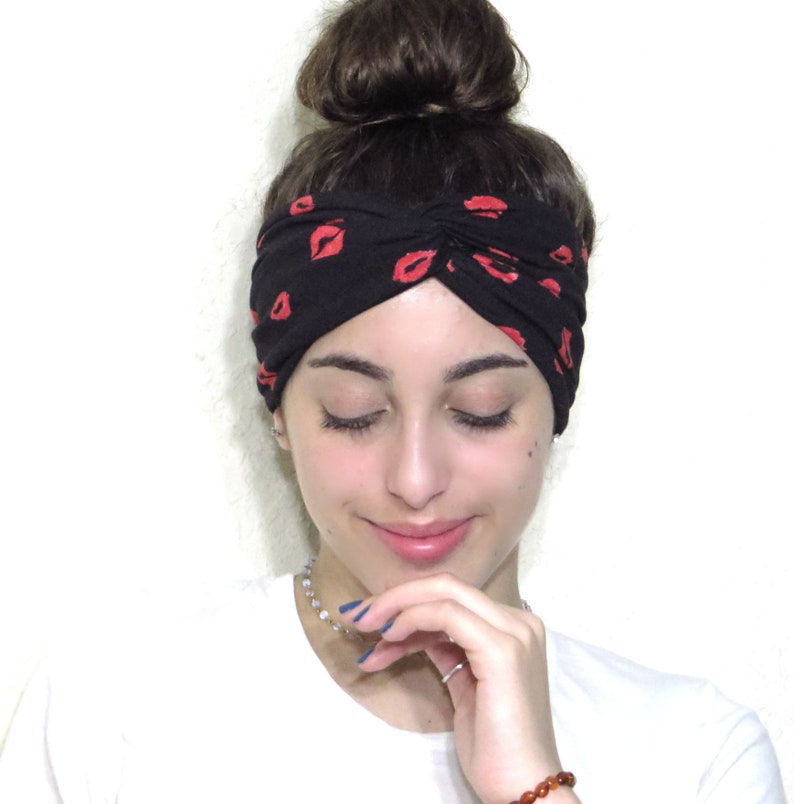 Valentine Turban Headband Red Black Headband Women Headband Etsy UK