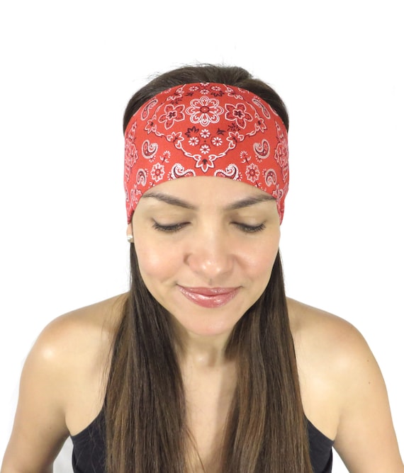 Yoga Headband Red Bandana Headband No Slip Headband Workout  display picture 3