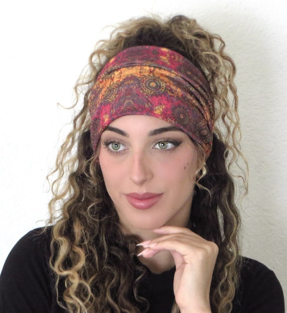 Boho Scrunchy Headband, Hippie Wide Headband, Yoga Headband, Bandana Headband, Women Hair Accessories, Rust Headband, Knot Headband, Turban