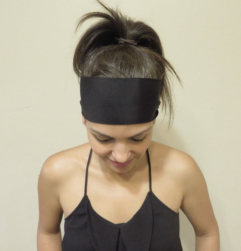 Yoga Headband Black Headband Fitness Headband Workout Headband Wide Headband No Slip Headband Gym Women Headband Wicking Headband S9 image 6