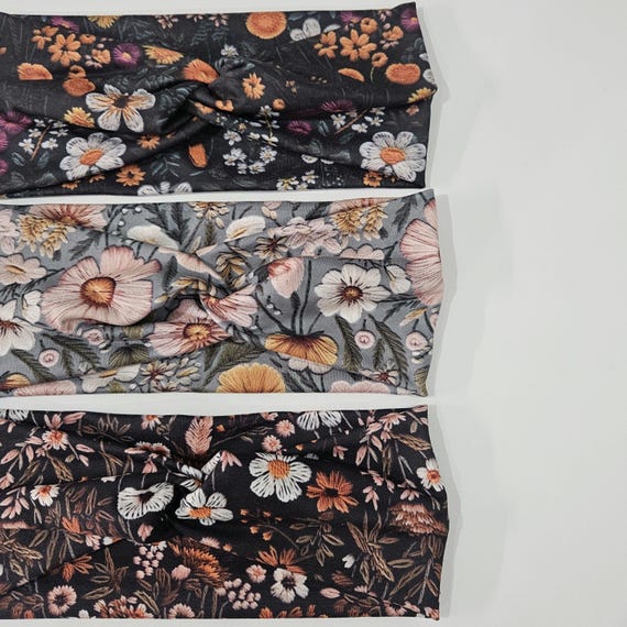 Embroidery Floral Headband, Knot Wide Headband, Twisted Yoga  display picture 3