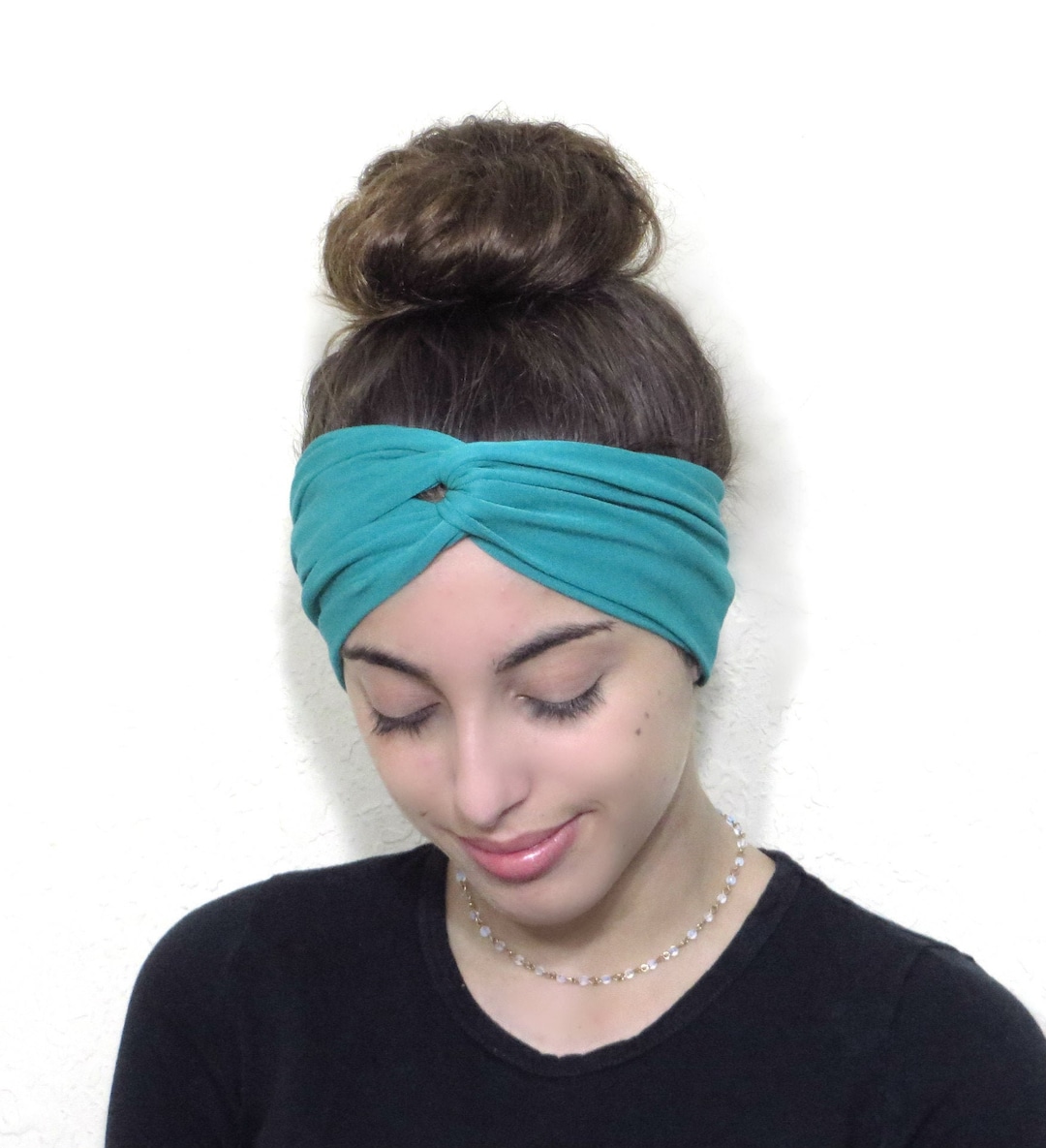 Teal Turan Headband, Yoga Headband, Boho Twisted Headband, Wide Turban