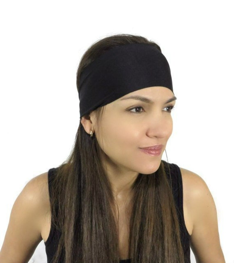 Yoga Headband Black Headband Fitness Headband Workout Headband Wide Headband No Slip Headband Gym Women Headband Wicking Headband S9 image 1