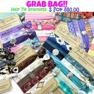 Yoga Hair Tie Bracelets Yoga Bracelets Grab Bag Hair Accessories Friendship Bracelets Elastic Hair Tie Yoga Gift Christmas Stocking Stuffer