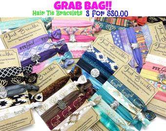 Yoga Hair Tie Bracelets Yoga Bracelets Grab Bag Hair Accessories Friendship Bracelets Elastic Hair Tie Yoga Gift Christmas Stocking Stuffer
