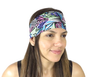 Faixa de cabelo larga para corrida, faixa de cabelo para ioga de verão, faixa de cabelo hippie, turbante boho, faixa de cabelo feminina da moda, faixa de cabelo respirável, antiderrapante, faixa de cabelo feminina S128