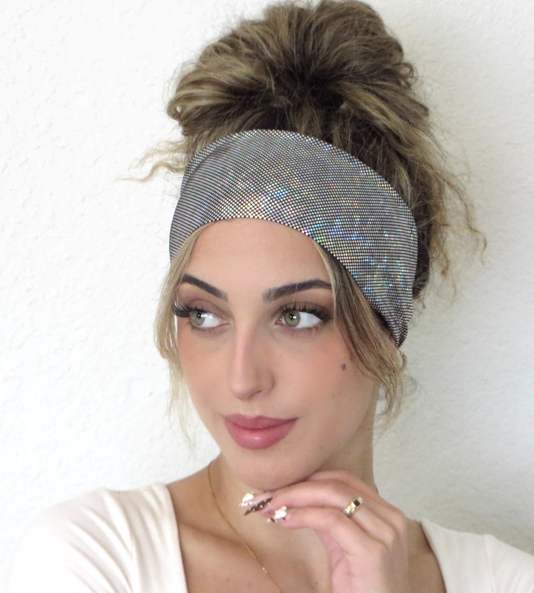 Vintage free people Gray Knit Headband with Silver sequin Feather Accent Vauderville Ivory Vintage Feather Headband main image 4