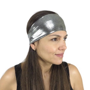 Metallic Silver Yoga Headband, Fitness Headband, No Slip Headband, Women Hairband, Running Headband, Dancing Headband, Silver Headband