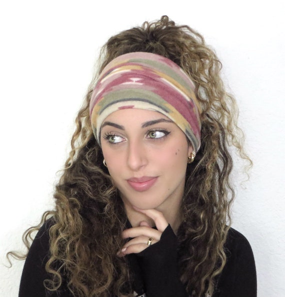 Aztec Boho Scrunchy Headband, Winter Headband, Hippie Wide