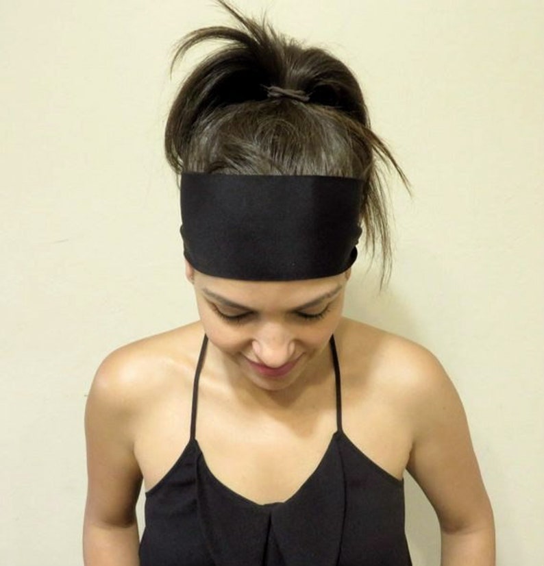 Yoga Headband Black Headband Fitness Headband Workout Headband Wide Headband No Slip Headband Gym Women Headband Wicking Headband S9 image 3