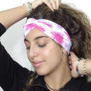 Boho Tie Dye Turban Headband, Yoga Headband, Women Headband, Adult Headband, Twist Jersey Headband, Headwrap, Tie Dye Wide Headband